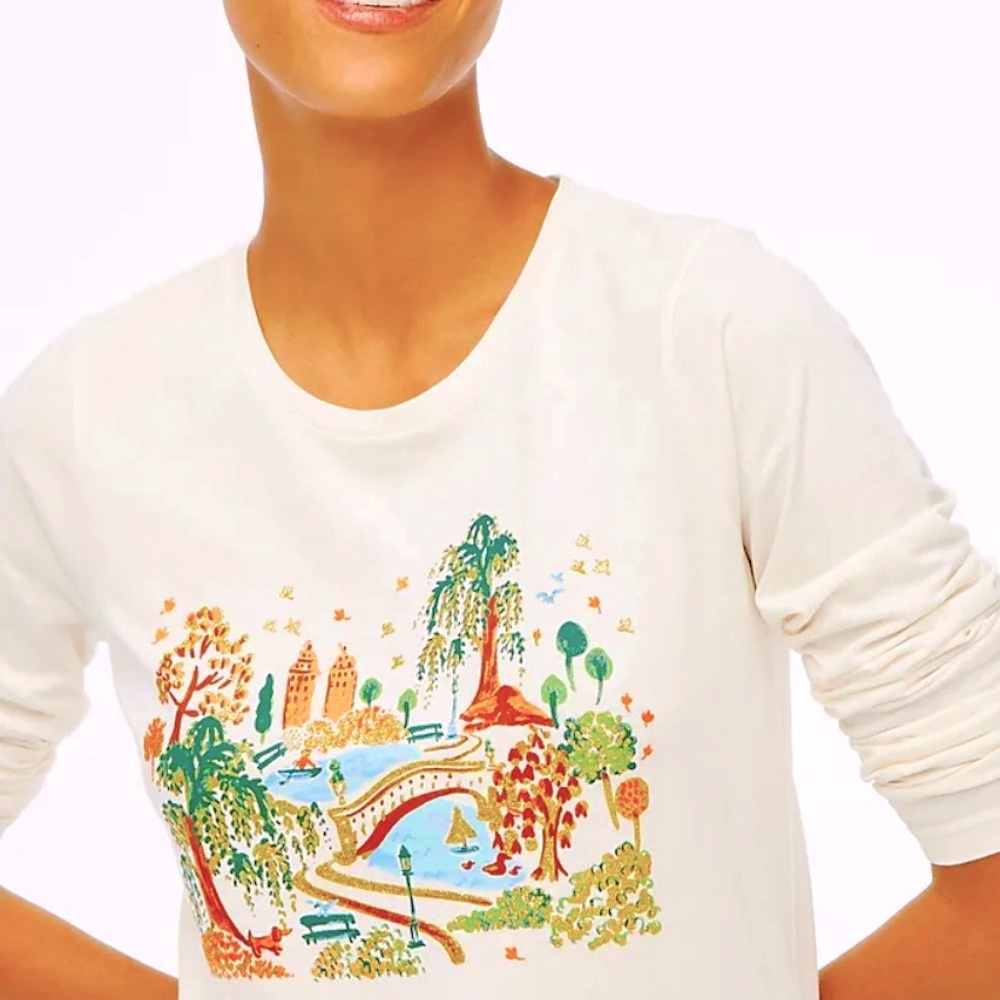 JCrew Long-sleeve NY Central Park Graphic Tee Size L - Picture 2 of 3